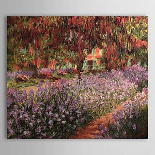Hand painted Oil Painting The Garden by Claude Monet with Stretched Frame