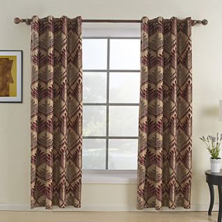 (One Pair) Red Floral Contemporary Energy Saving Curtain