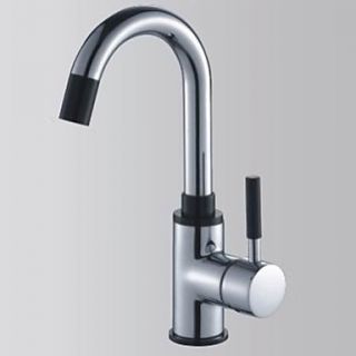 Contemporary Solid Brass Single Handle Kitchen Faucet Chrome Finish