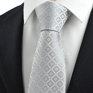 Tie Silver Gradient Checked Mens Tie Formal Suit Necktie Wedding Holiday Gift