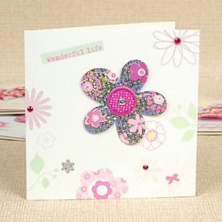 Square Side Fold Greeting Card with Rhinestone for Mothers Day