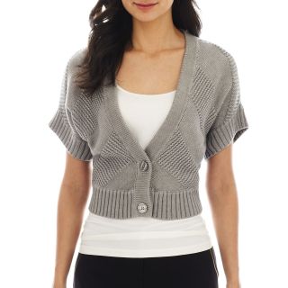 Worthington 2 Button Textured Cardigan Sweater, Grey, Womens