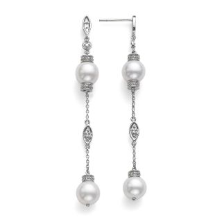 Closeout EFFY Cultured Freshwater Pearl Drop Earrings, Wg (White Gold), Womens