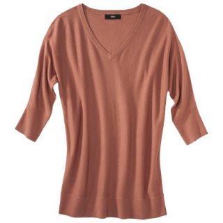 Mossimo Womens 3/4 Sleeve V Neck Value Sweater   Venetian Brown M
