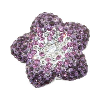 Sterling Silver Purple Crystal Flower Ring, Womens