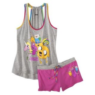 Adventure Time Juniors 2 Pc Pajama Set   Grey Print M