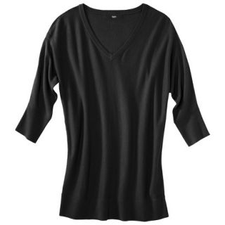 Mossimo Womens 3/4 Sleeve V Neck Value Sweater   Black XS