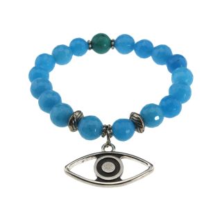 NATE & ETAN Blue Quartzite Evil Eye Stretch Bracelet, Womens