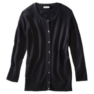 Merona Petites Long Sleeve Crew Neck Cardigan Sweater   Black XLP