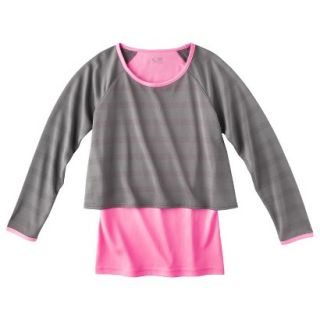 C9 by Champion Girls Long Sleeve 2 Fer Top   Hardware Gray L
