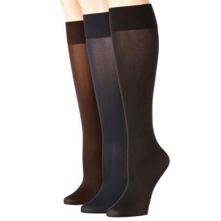 3 pk. Flat Knit Trouser Socks, Brn/nav/blk, Womens