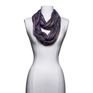 Multicolored Textured Woven Infinity Scarf   Purple