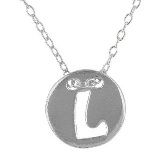 Womens Jezlaine Pendant Sterling Silver Disk With Cutout Initial L   Silver