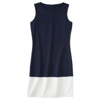 Merona Womens Ponte Color Block Hem Dress   Navy/Sour Cream   XL