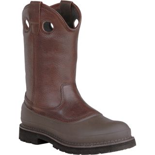 Georgia 11 Inch Muddog Pull On Steel Toe Comfort Core Work Boot   Brown, Size 9,