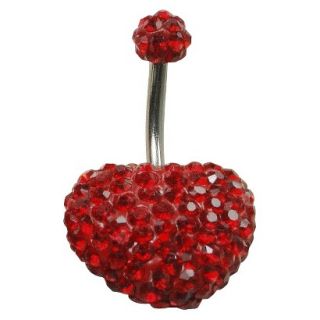 Womens Supreme Jewelry Curved Barbell Belly Ring with Stones   Silver/Red
