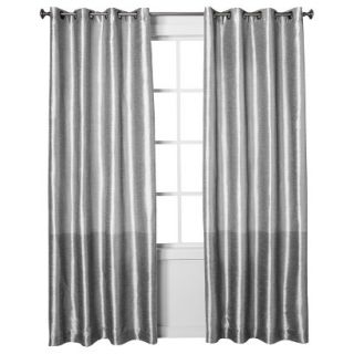 Threshold Banded Faux Silk Window Panel   Silver (54x84)