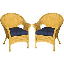 Royal All weather Outdoor Navy Blue Wicker Chair Cushion (set Of 2)