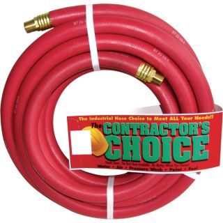 Industrial Red Rubber Hose   3/4 Inch x 50ft., 1/2 Inch NPT Fittings, 300 PSI,