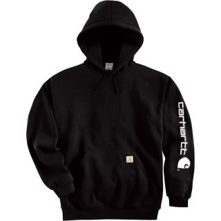 Carhartt Midweight Hooded Logo Sweatshirt   Black, Large Tall, Model K288
