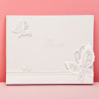 Butterfly Themed Wedding Guest Book in White Resin