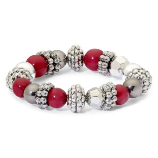 Mixit Red, Hematite and Silver Tone Stretch Bracelet