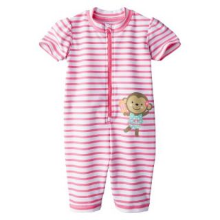 Just One You by Carters Infant Girls Striped Full Body Rashguard   Pink 18 M