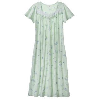 Moonlight Sonata Womens Plus Size Short Gown   Mint Floral 1 Plus