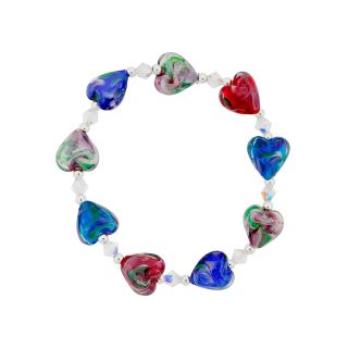 Bridge Jewelry Red & Blue Glass Heart Bead Bracelet