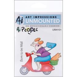 Art Impressions People Cling Rubber Stamp mad Rider Set