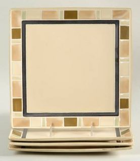 Better Homes and Gardens Cream Mosaic (Set of 4) Square Dinner Plate, Fine China