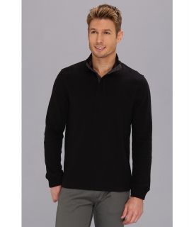 Perry Ellis Snap Closure Mockneck Pullover Knit Sweater Mens Sweater (Black)