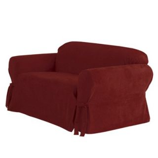 Sure Fit Soft Suede Sofa Slipcover   Burgundy