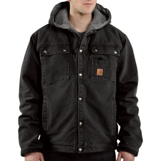 Carhartt Sandstone Hooded Multi Pocket Sherpa Lined Jacket   Black, Medium,