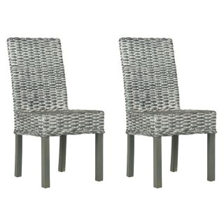 Safavieh Wheatley Grey Washed Wicker Side Chairs (set Of 2)