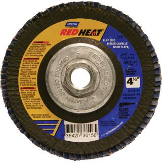 Norton Red Heat Type 29 Conical Flap Discs   5 Pack, 40 Grit, 4.5 Inch x 5/8