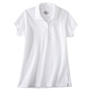 Dickies Girls Short Sleeve Pique Polo   White 10/12