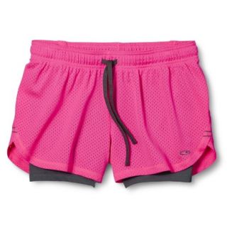 C9 by Champion Womens Mesh Short with Compression   Pink XS
