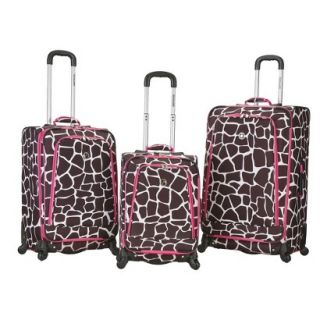 Rockland Fusion 3 pc. Expandable Spinner Luggage Set   Pink Giraffe