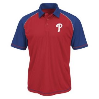 MLB Mens Philadelphia Phillies Synthetic Polo T Shirt   Red/Blue (L)