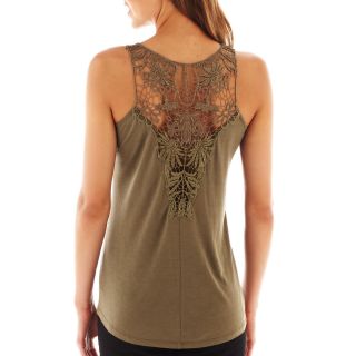 I Jeans By Buffalo Crochet Back Tank Top, Military, Womens