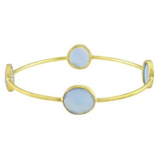 24ct Yellow Gold Plated Brass Blue Onyx Bangle   Gold/Blue (8)