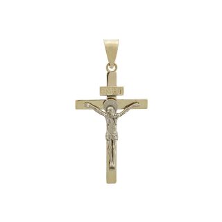14K Two Tone Gold Crucifix Charm