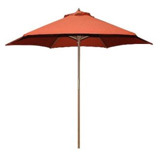 9 Wood Patio Market Umbrella   Rust
