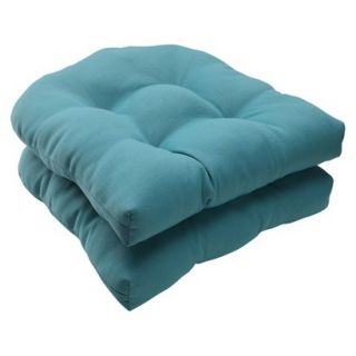 Outdoor 2 Piece Wicker Seat Cushion Set   Turquoise Forsyth Solid