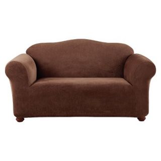 Sure Fit Stretch Pique Loveseat Slipcover   Chocolate