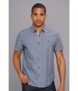 Original Penguin Heritage Fit S/S End On End Check Shirt Mens Short Sleeve Button Up (Navy)