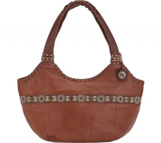 Womens THE SAK Indio Leather Satchel   Tobacco Beaded Casual Handbags