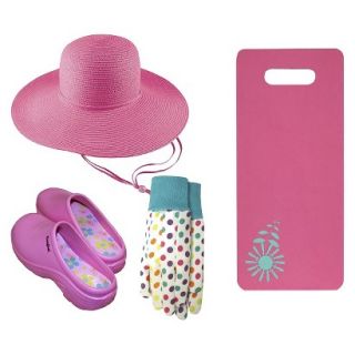 Floppy Straw Hat, Jersey Gloves, Kneeling Pad and Comfort Clogs Size 8