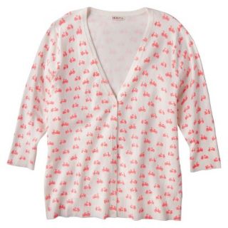 Merona Womens Plus Size 3/4 Sleeve V Neck Cardigan Sweater   Cream/Pink 3
